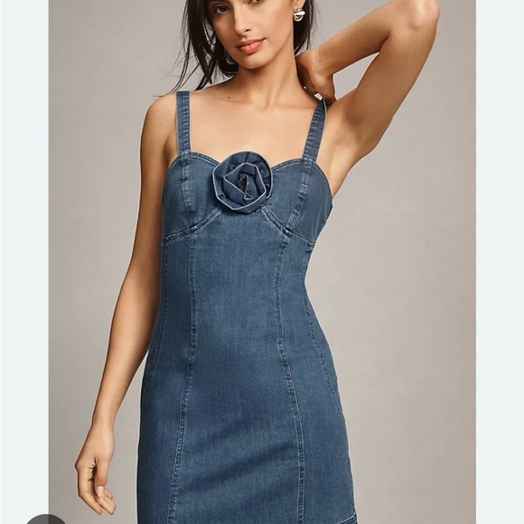 Anthropologie Dresses & Skirts - Anthropologie Porridge Rosette Denim Slim Mini Dress * SOLD OUT*